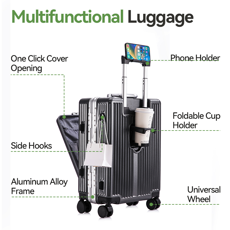 aluminum cabin suitcase black