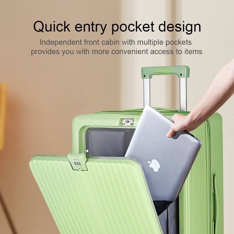 carry on luggage with front open