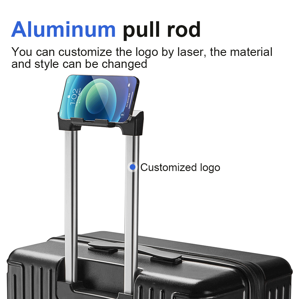 Luggage with mobile phone holder