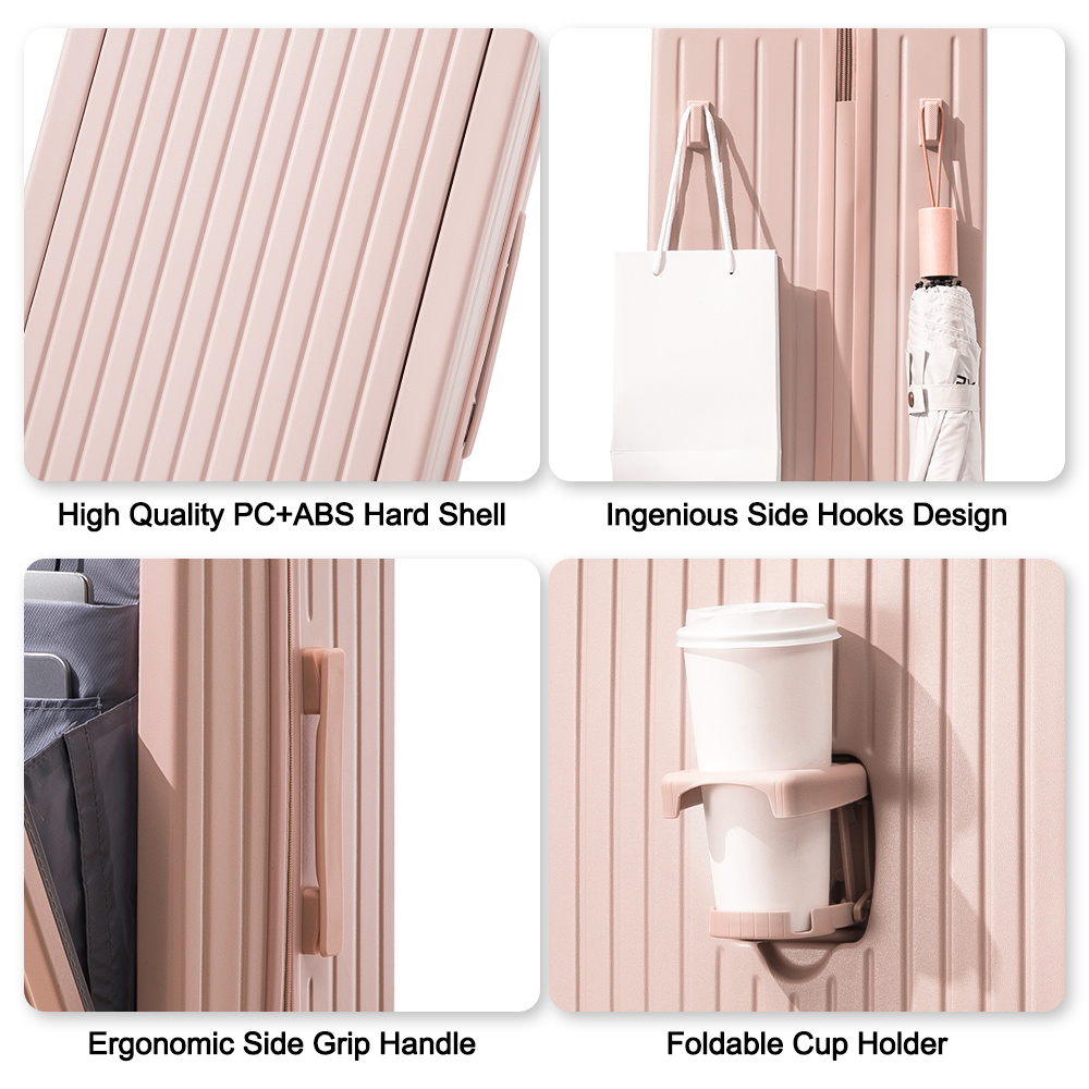 suitcase with cup holder usb charging