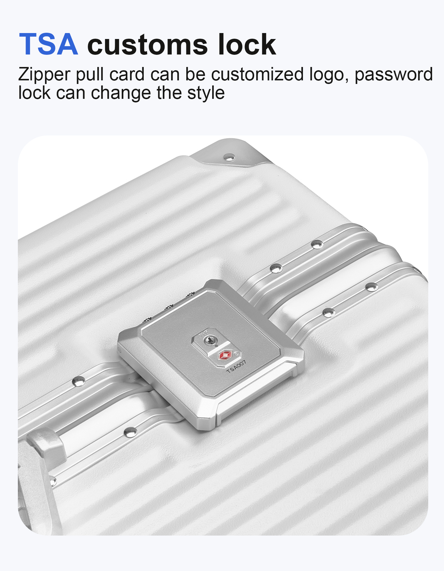 Aluiminum suitcase with TSA Lock